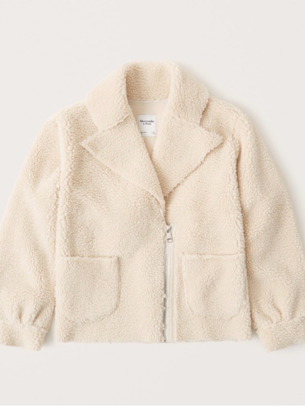 Abercrombie Neutral Sherpa Zip Jacket